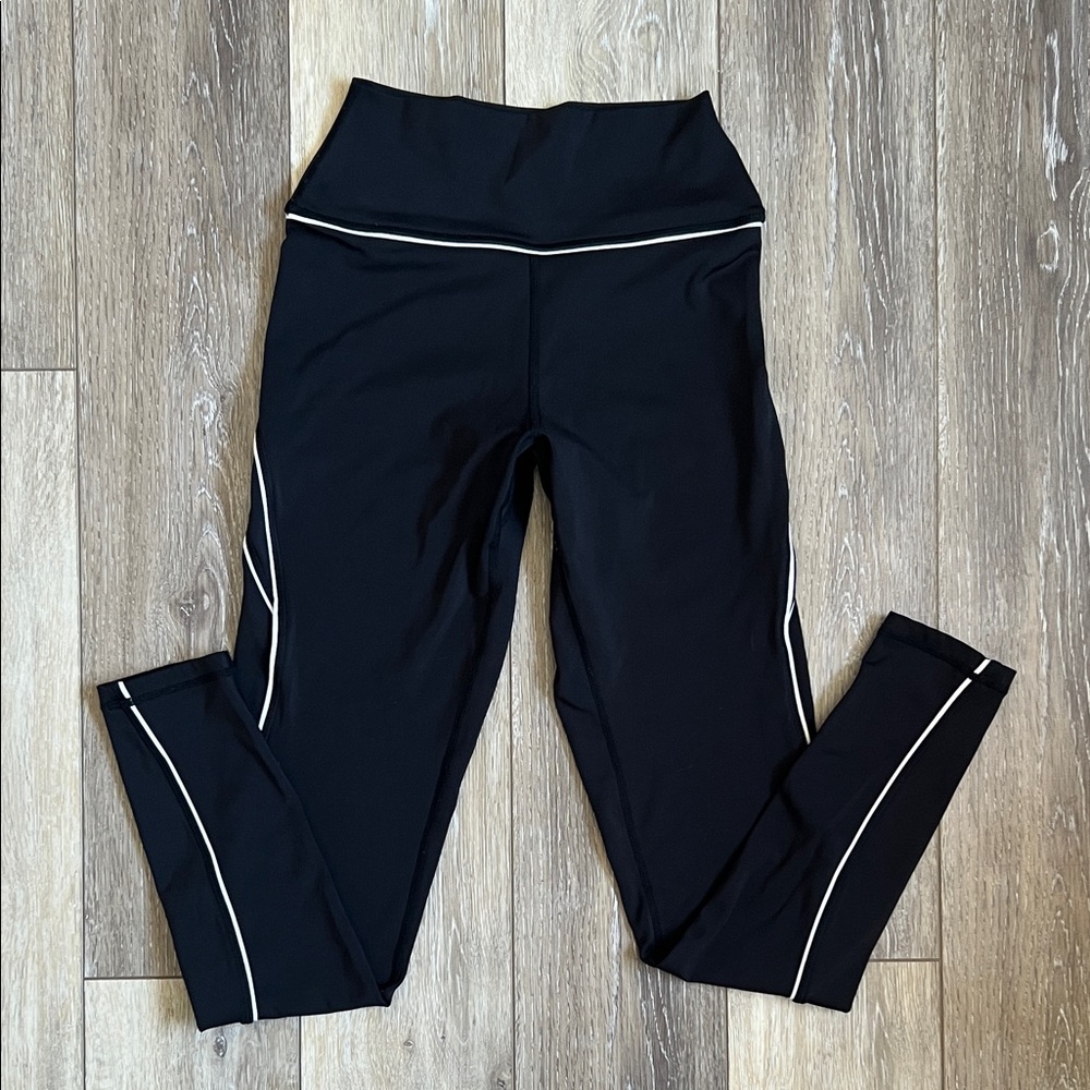 BuffBunny Black Leggings with White Trim